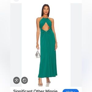 Significant Other Minnie Midi dress in Jade green. Cut out with detail .